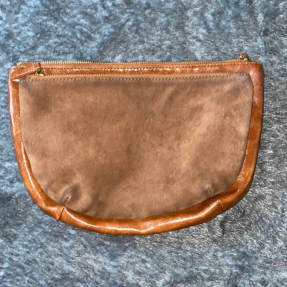 Anthropologie brown zipper pull pouch bag - Picture 4 of 17